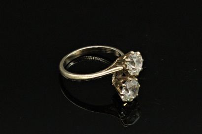 toi et moi ring in 18K (750) white gold,...