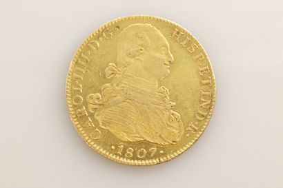 null MEXICO - Charles IV 

8 escudos gold 1807 Mexico City

Fried : 43

Small shock...