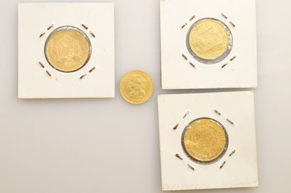  ESPAGNE - Isabelle II 
Lot de 4 pièces en or : 
- 100 reales 1861. Madrid. TTB....