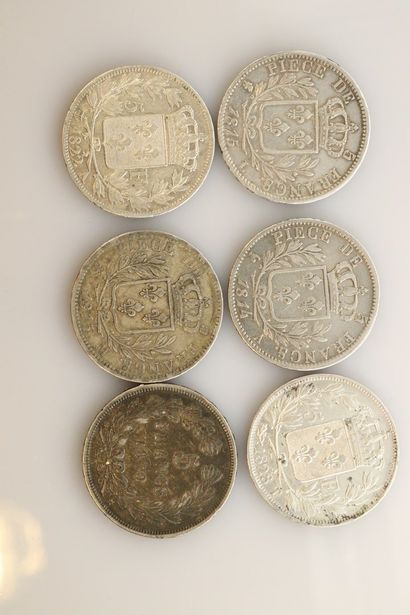 null FRANCE

Lot de 6 pièces de 5 Francs en argent

Louis XVIII : 1814 A, 1815 L...