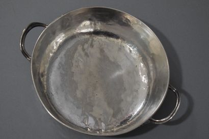 null Covered round silver vegetable dish, the handles with nets and leafy attachments,...