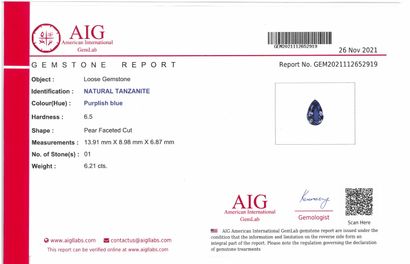 null Tanzanite pear on paper. 

Accompanied by an AIG certificate dated November...