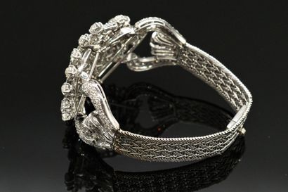 null 18K (750) white gold bracelet with transformation, adorned with two removable...