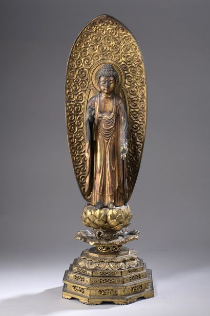 null JAPAN - MEIJI period (1868 - 1912)

Gold lacquered wood statuette of Buddha...