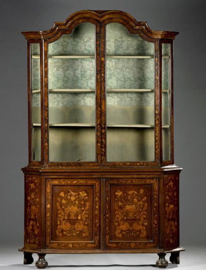 Dutch bookcase opening with two veneered...