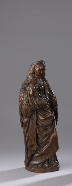 Virgin and Child in oak carved in the round....
