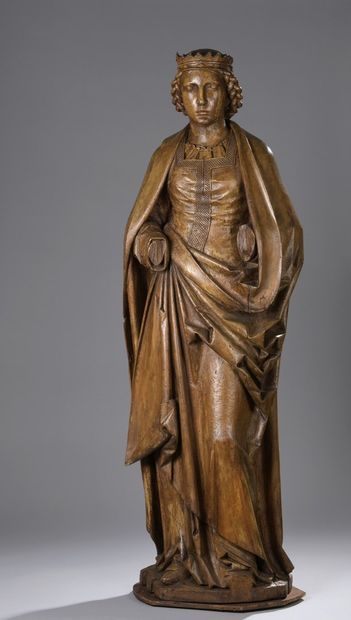 Holy Woman in wood (lime?) carved, hollowed...