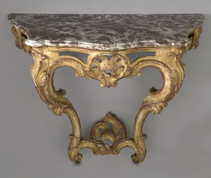 Wall console of mouvementé form out of carved,...