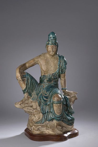 null CHINA - Ming style

Terracotta statuette of Guanyin, turquoise enamelled garment,...