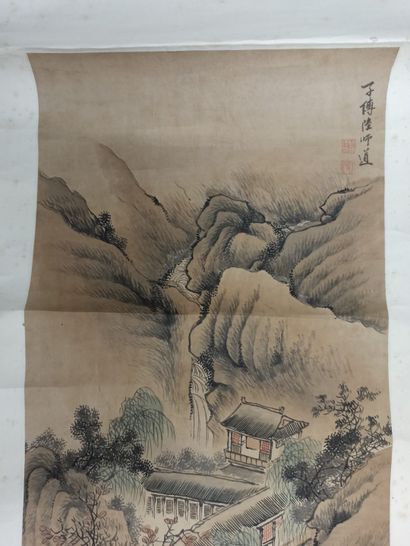 null CHINE - XXe siècle

Ensemble de deux peintures, encre et couleurs sur papier,...