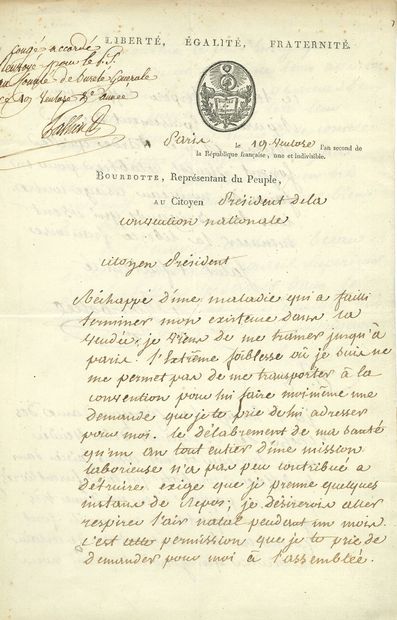 null Pierre BOURBOTTE (1763-1795) conventionnel (Yonne), arrêté après les journées...