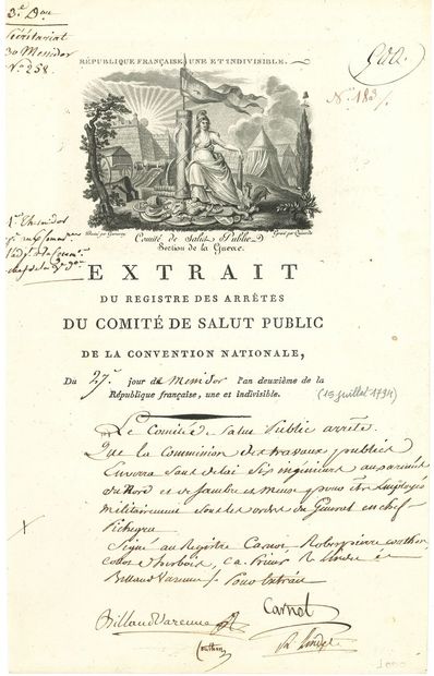 null COMITÉ DE SALUT PUBLIC. P.S. par Billaud-Varenne, Lazare Carnot, Georges Couthon...