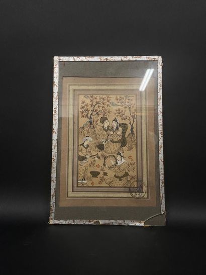 null Persian illumination representing a couple and their servants and musicians.

Ink...