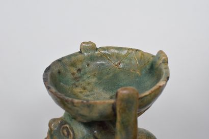 null CHINE - XXème siècle,

Paire de Chiens de Fo en céramique vernisée verte formant...