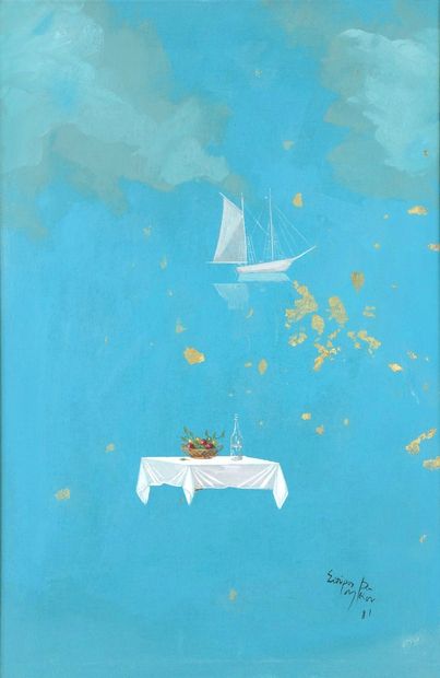 null VASSILIOU Spyros, 1902-1985

Lunch at sea, 1981

paint and gold leaves on canvas...