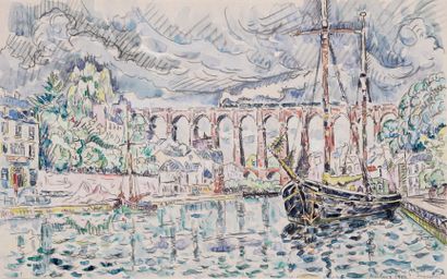 null SIGNAC Paul, 1863-1935

Morlaix, the viaduct on the canal, 1927

watercolor...
