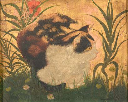 null MANZANA-PISSARRO Georges, 1871-1961

The Cat, 1925

gouache and gold leaves...