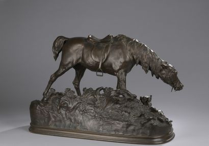 null MÈNE Pierre Jules, 1810-1879

Large hunting mare with small griffon dog

bronze...