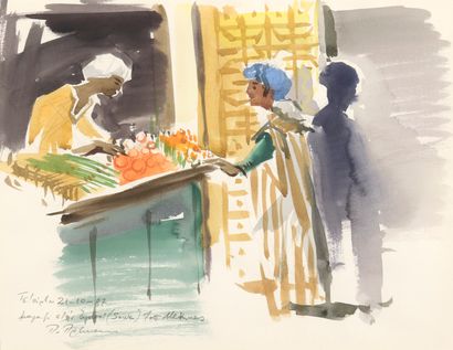 null PREKAS Paris, 1926-1999

Marchand d’oranges à Meknes, 1987

aquarelle et gouache

signée,...