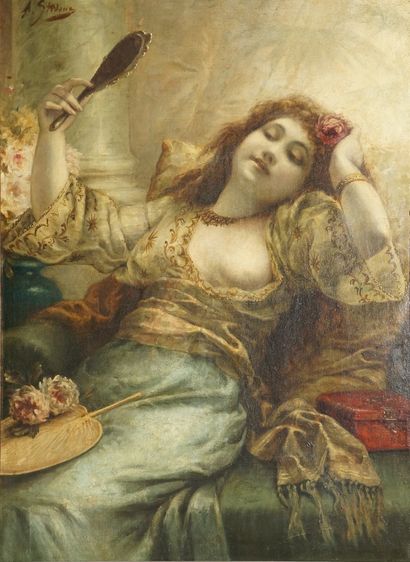 STEVENS Agapit, 1849-1917

Beauté au miroir

huile...