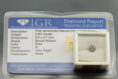 null Diamant "gray" rond sous scellé.

Accompagné d'un rapport de l'IGR indiquant...