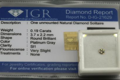 null Diamant "platinum gray" rond sous scellé.

Accompagné d'un rapport de l'IGR...