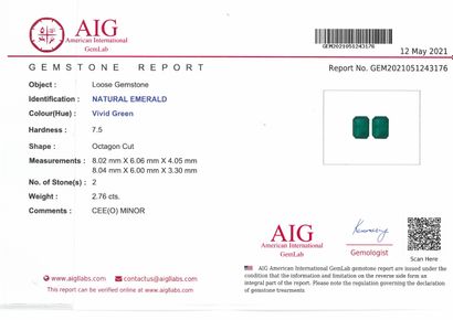 null Matching emerald (vivid green) octagon on paper.

Accompanied by an AIG certificate...