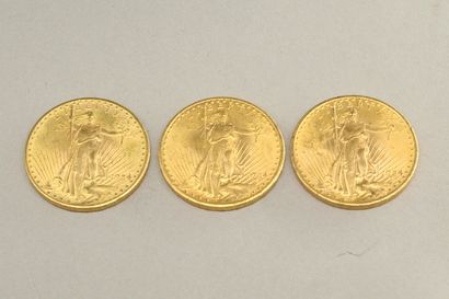 null Lot of three 20 dollars gold coins "Saint-Gaudens - Double Eagle" (1924)

Weight...