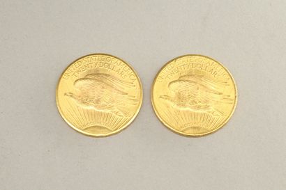 null Lot de deux pièces en or de 20 dollars "Saint-Gaudens - Double Eagle" (1924...