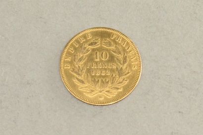 null Gold coin of 10 Francs Napoleon III head laurel (1862 BB).

VG to TTB. 

Weight...