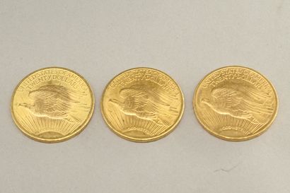 null Lot of three 20 dollars gold coins "Saint-Gaudens - Double Eagle" (1922)

Weight...