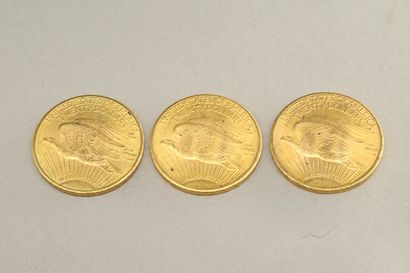 null Lot de trois pièces en or de 20 dollars "Saint-Gaudens - Double Eagle" (1924)

Poids...