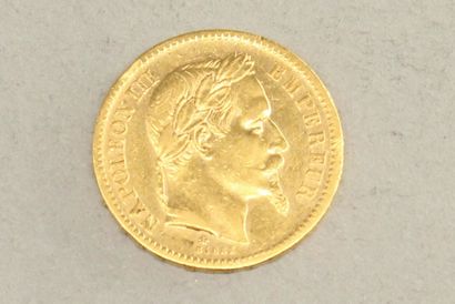 null Gold coin of 20 Francs Napoleon III head laurel (1863 A).

TTB to SUP. 

Weight...