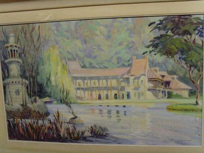 BOUDET Pierre (né en 1925) Le hameau de la Reine à Versailles Huile sur panneau,...