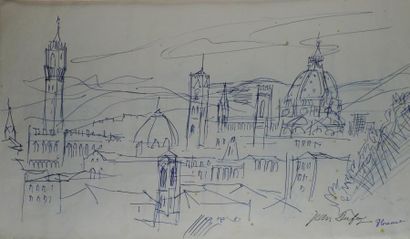 DUFY Jean, 1888-1964, Vue d'architecture - Vue de Florence - Vue de Rome, 1953 -...