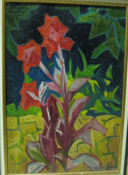 MARCHOU Georges (1898-1984) Les fleurs Huile sur toile, signée en bas à droite, cachet...