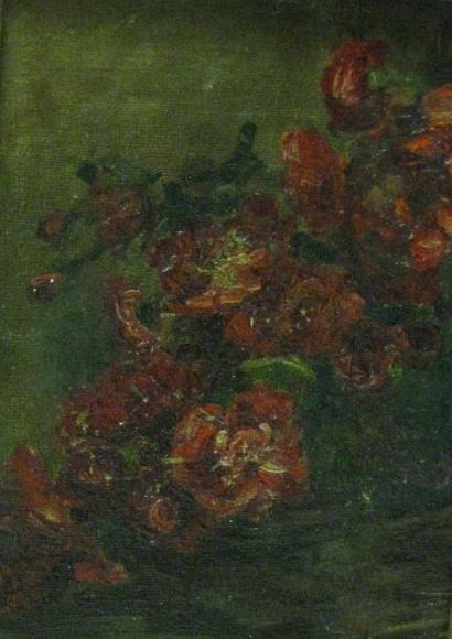 MARTIN (XXe siècle) Fleurs Huile sur carton toilé, signé en bas à droite, 22 x 16...