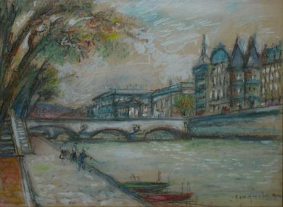 NEUQUELMAN Lucien, 1909-1988 La Conciergerie, Paris pastel, signé en bas à droite,...