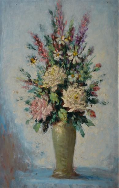 SORKAU Albert, 1874-1951 Bouquet huile sur carton, non signé, 42x28 cm.