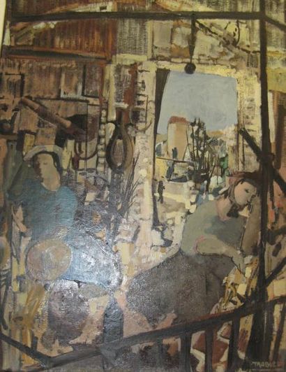 TRABUC Louis (né en 1928) Intérieur paysan
huile sur toile, signée en bas à droite,...