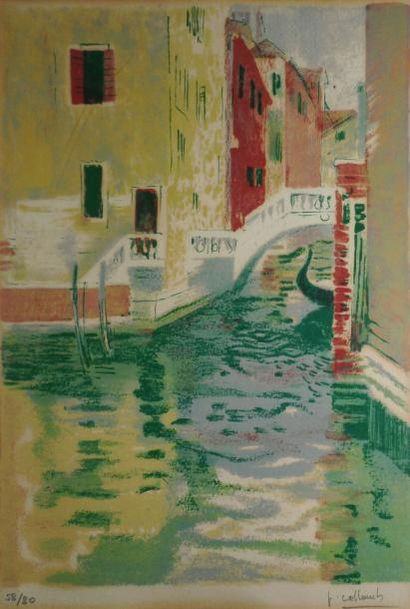 COLLOMB Paul, né en 1921, Canal à Venise lithographie en couleurs n°58/80, signée...