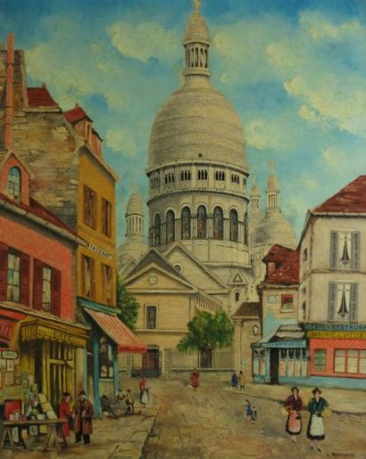 WERNANTE L., XXe siècle, La place du Tertre et la Sacré Coeur huile sur toile, signée...