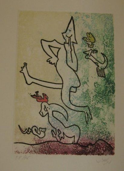 MATTA Roberto (1911-2002), Personnage et animaux fantastiques eau-forte, n°28/75,...
