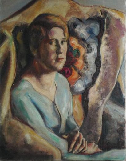 BERND-COHEN Max, né en 1899, Portrait de femme huile sur toile (craquelures), signature...