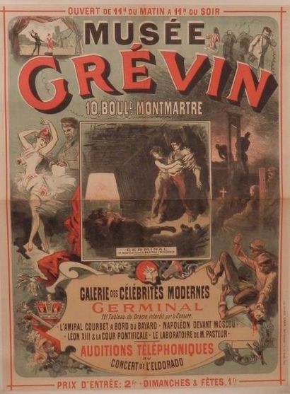 CHERET J. Musée Grévin "Germinal" 1868 entoilée 75 x 100 cm bon état