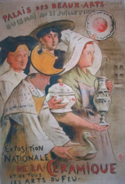 MOREAU - NELATON Exposition Nationale de la Céramique 1897 entoilée 98 x 140 cm bon...