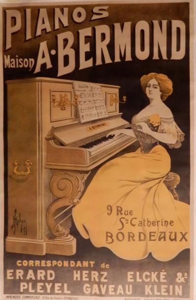MALZAC Piano Bermond Bordeaux 1904 entoilée bon état 130 x 190 cm