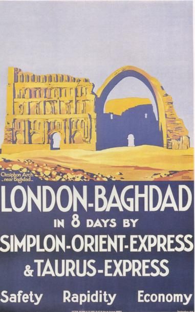 BRODERS Roger London - Baghdad Simplon - Orient - Express 1931 encadrée bon état...