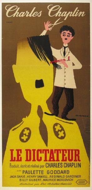 KOUPER Leo Le Dictateur de et avec Charlie Chaplin encadrée 38,5 x 79,5 cm