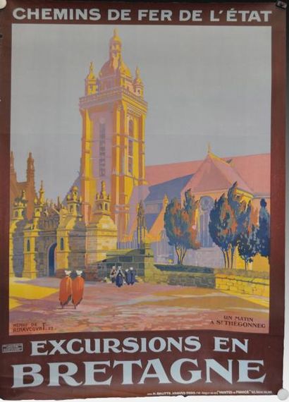 RENANCOURT H.de Excursions en Bretagne Saint Thegonnec 1923 non entoilée 75 x 105...